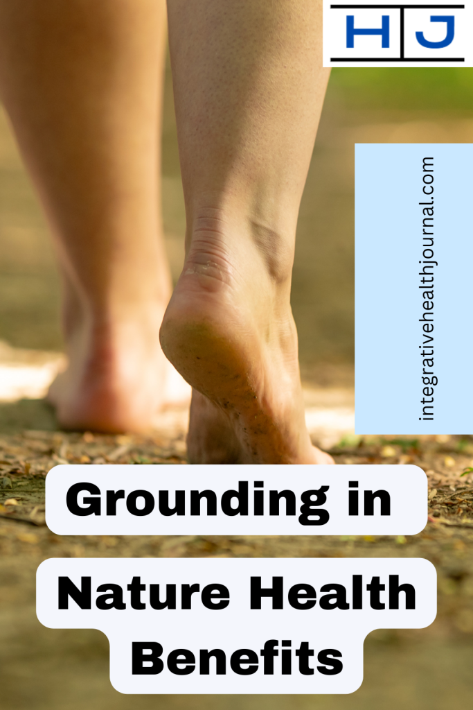 Person walking barefoot, grounding and wellness concept.