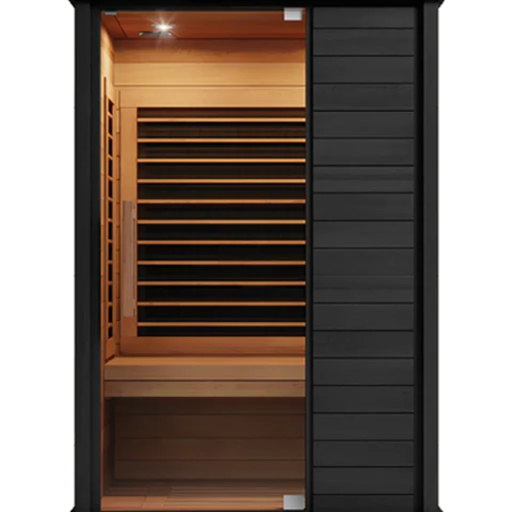 Home Saunas: Compact modern infrared sauna cabin.